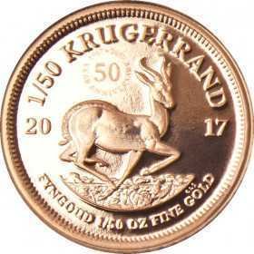1/50 oz Krugerrand, South Africa, 2017, Gold reverse