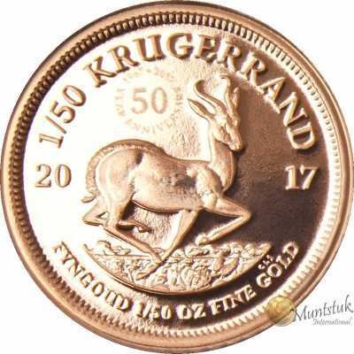 1/50 oz Krugerrand, South Africa, 2017, Gold reverse