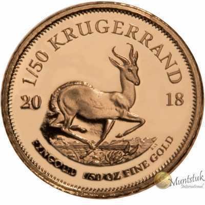 1/50 oz Krugerrand, South Africa, 2018, Gold reverse