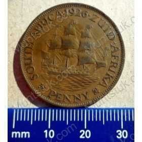 Penny, South Africa, 1926, Brass