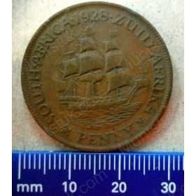 Penny, South Africa, 1928, Brass