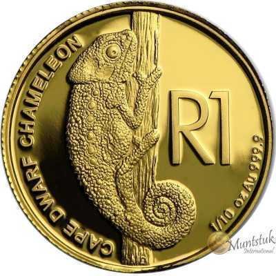 R1, South Africa, 2016, Gold - Chameleon reverse