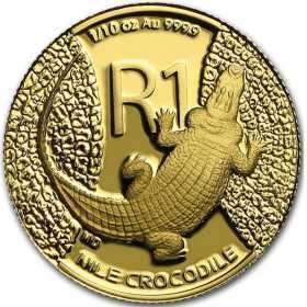 R1, South Africa, 2015, Gold - Nile Crocodile reverse