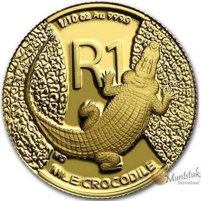 R1, South Africa, 2015, Gold - Nile Crocodile reverse