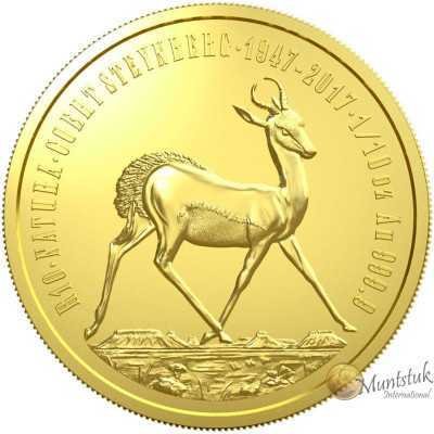 1/10 oz, South  Africa, 2017, Gold, Natura - Springbok reverse