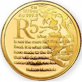 R5, 1/10 oz, South Africa, 2015, Gold, Mandela - Early Years reverse