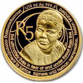 R5, 1/10 oz, South Africa, 2017, Gold, Mandela - Freedom Struggle reverse