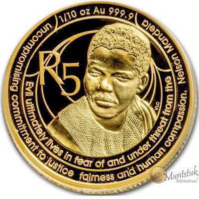 R5, 1/10 oz, South Africa, 2017, Gold, Mandela - Freedom Struggle reverse