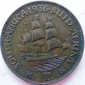 Penny, South Africa, 1936, Brass