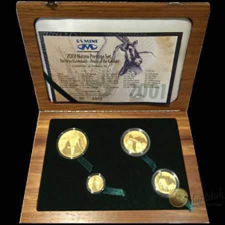 Natura - 2001 The Oryx, Prestige Set (4 coin set, 24 ct gold) box open