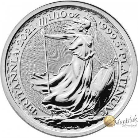 1/10 oz, UK, 2021, Platinum - Britannia reverse