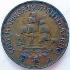 Penny, South Africa, 1937, Brass