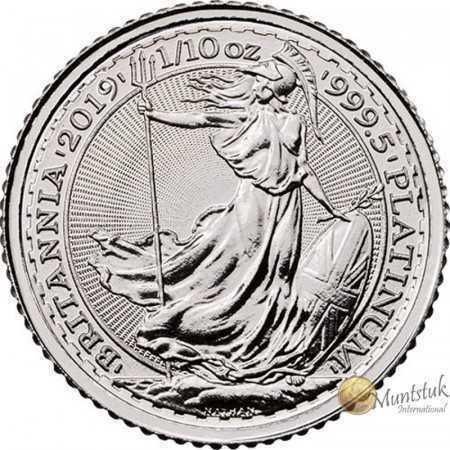 1/10 oz, UK, 2019, Platinum - Britannia reverse
