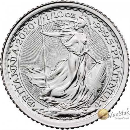 1/10 oz, UK, 2020, Platinum - Britannia reverse