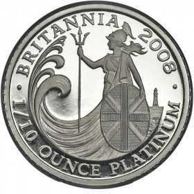 1/10 oz, UK, 2008, Platinum - Britannia reverse