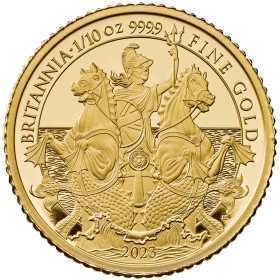 1/10 oz, UK, 2023, Gold- Britannia, Proof(King Charles III) reverse