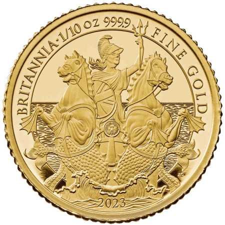 1/10 oz, UK, 2023, Gold- Britannia, Proof(King Charles III) reverse