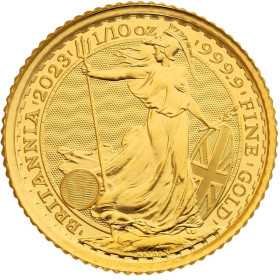 1/10 oz, UK, 2023, Gold- Britannia, Bullion(Queen Elizabeth II) - Reverse