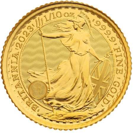1/10 oz, UK, 2023, Gold- Britannia, Bullion(Queen Elizabeth II) - Reverse