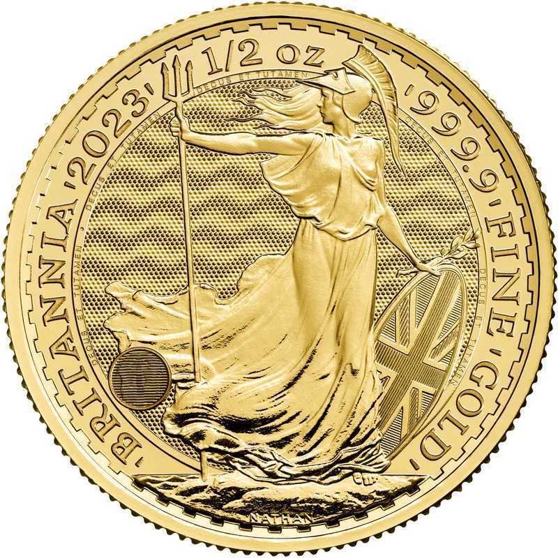 1/2 oz, UK, 2023, Gold- Britannia, Bullion(King Charles III) - Reverse