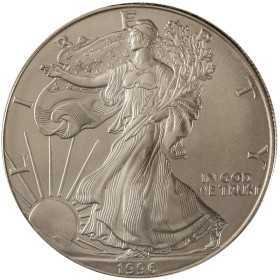 1 oz, USA, 1996, Silver American Eagle obverse