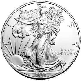 1 oz, USA, 2002 Silver American Eagle obverse