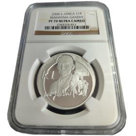 R1, South Africa, 2008, Protea - Mahatma Gandhi, Graded Reverse