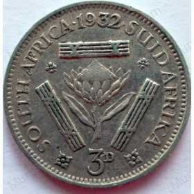 Threepence, South Africa, 1932, Silver