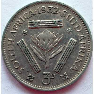 Threepence, South Africa, 1932, Silver