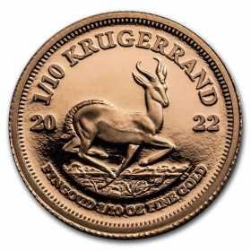 1/10 oz Krugerrand, South Africa, 2022, Gold, Reverse