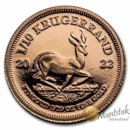 1/10 oz Krugerrand, South Africa, 2022, Gold, Reverse