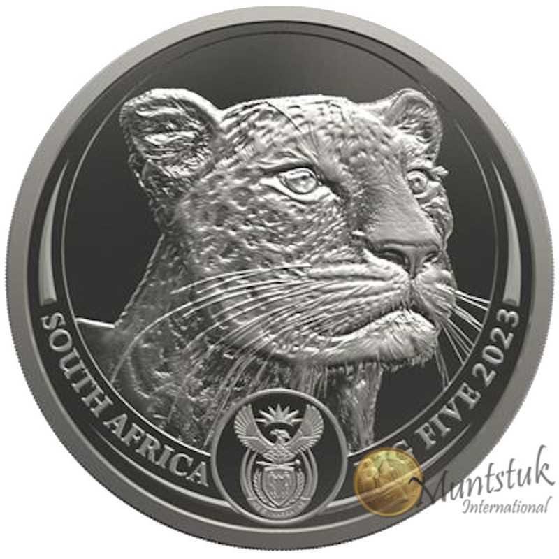 1 oz R20, South Africa, 2023, Platinum, Big Five II - Leopard, Obverse