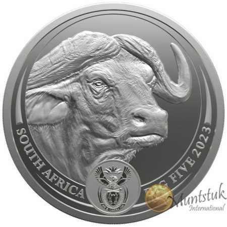 1 oz, South Africa, 2023, Silver, Big Five - Buffalo, Obverse