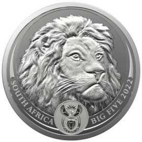 1 oz, South Africa, 2022, Silver, Big Five - Lion, Obverse