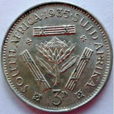 Threepence, South Africa, 1935, Silver