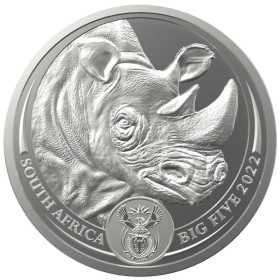 1 oz, South Africa, 2022, Silver, Big Five - Rhino, Obverse