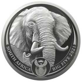 1kg, South Africa, 2021, Silver, Big Five - Elephant, Obverse