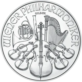 1 oz, Austria, 2025, Silver - Vienna Philharmonic, Obverse