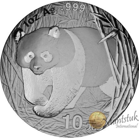 10 Yuan, China, 2002, Silver - Panda, Reverse