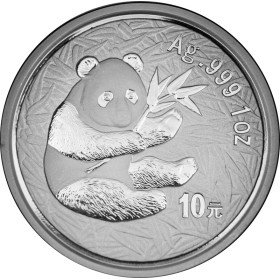 10 Yuan, China, 2000, Silver - Panda, Reverse
