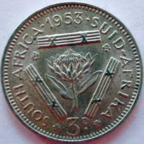 Threepence, South Africa, 1953, Silver