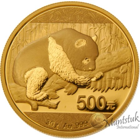 500 Yuan, China, 2016, Gold - Panda, reverse