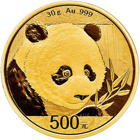 500 Yuan, China, 2018, Gold - Panda, Reverse