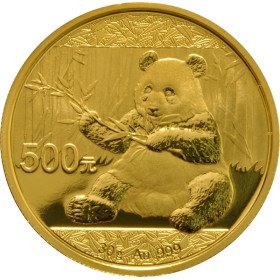 500 Yuan, China, 2017, Gold - Panda, Reverse