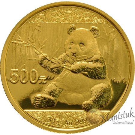 500 Yuan, China, 2017, Gold - Panda, Reverse