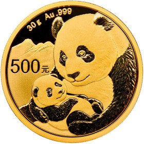 500 Yuan, China, 2019, Gold - Panda, reverse