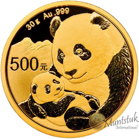 500 Yuan, China, 2019, Gold - Panda, reverse