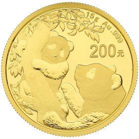 200 Yuan, China, 2021, Gold - Panda reverse