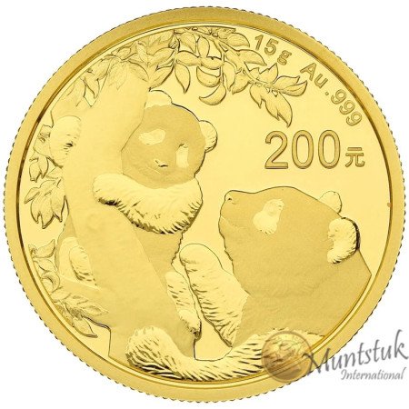 200 Yuan, China, 2021, Gold - Panda reverse