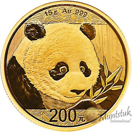 200 Yuan, China, 2018, Gold - Panda reverse